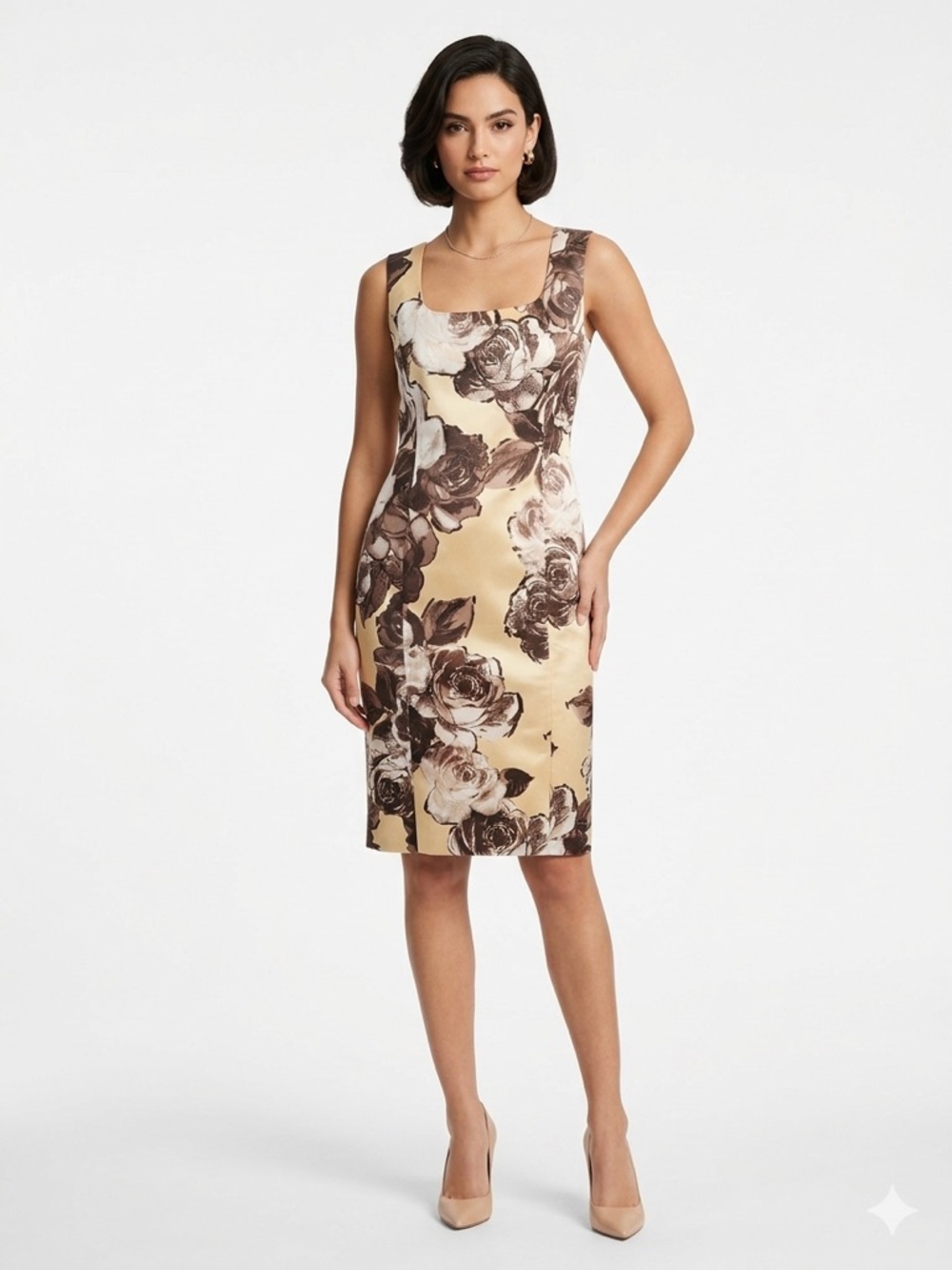 Lafayette 148 Carol Floral Sheath Dress 0 Luxury Silk Blend Neutral Cocktail